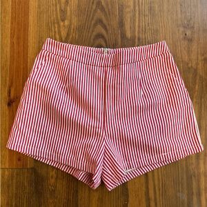 TCEC Red and White Striped High Waist Shorts, women’s M
